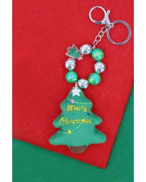 Fashnzfab Festive Fir Holiday Keychain Ornament - Red