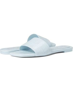 Stuart Weitzman Summer Sandal Leather Square Toe Slide Zpo2884 - Blue