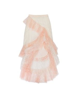 Rodarte Floral Tulle Asymmetrical Flared Skirt - Pink