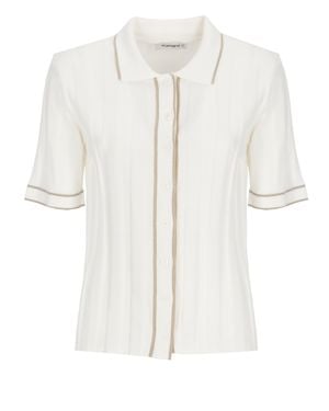 Kangra Ivory Cotton Lurex-Trim Polo Shirt - White