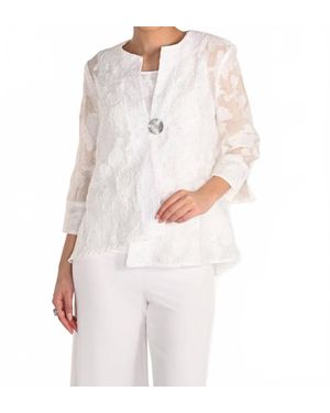 FRANK LYMAN Woven Three-Quarter Sleeve Jacket - White