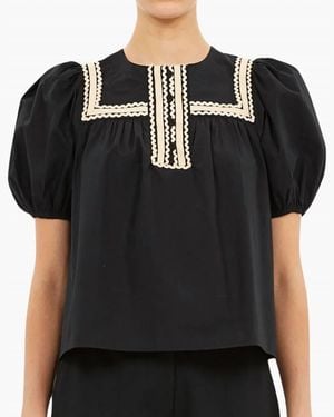Ulla Johnson Lia Puff Sleeve Top - Black