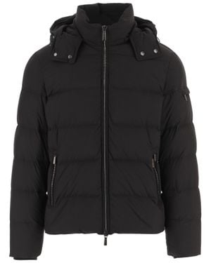 Moorer Quilted Technical Fabric Jacket With Adjustable Hood - Black