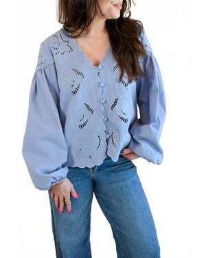 Raisonnel Alder Street Cutout Blouse - Blue