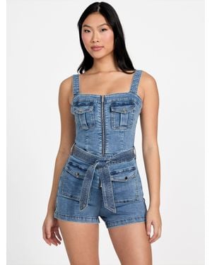 Guess Marina Denim Romper - Blue