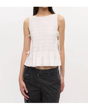Ganni Ombre Striped Cotton Smock Tie Top in White | Lyst