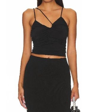 Lanston Ruched Asymmetrical Top - Black