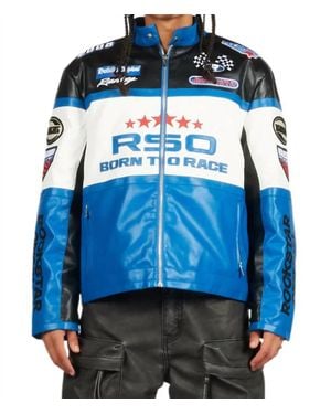 Rockstar Original Balint Leather Moto Jacket - Blue
