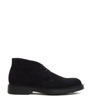 Doucal's Suede Leather Ankle Boots With Minimalist Design - Blue