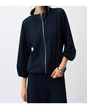 Joseph Ribkoff Seersucker & Memory Bomber Jacket - Blue