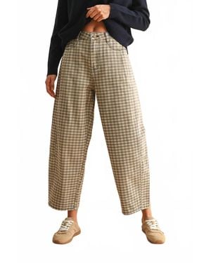 Miou Muse Mini Checker Pattern Barrel Pants - Multicolor