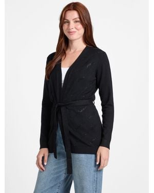 Guess Peggy Logo Rhinestone Cardigan - Black