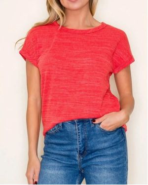 Staccato Textured Knit Short Sleeve Top