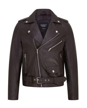 Infinity Leather Classic Brando Leather Biker Jacket - Black