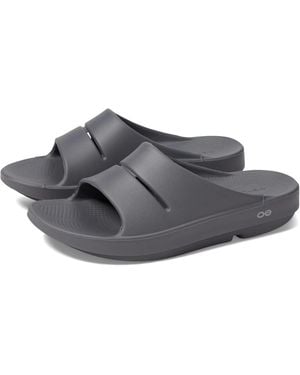 OOFOS Ooahh Sandals Slate Round Toe Slip-On Slide Hawk2473 - Gray