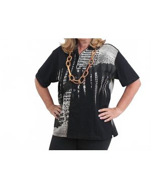 Sylca Designs Magazine Print Button Down Shirt - Black