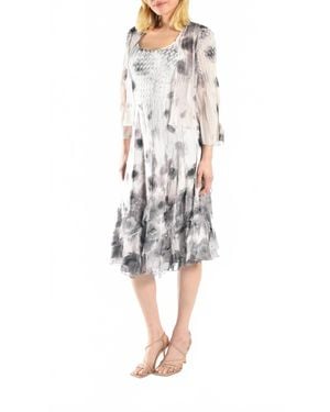 Komarov Shadow Floral Set Dress - White