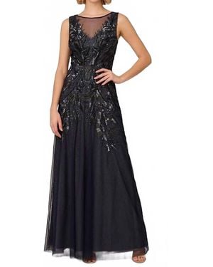 Adrianna Papell Bead Metallic Mesh Dress - Black