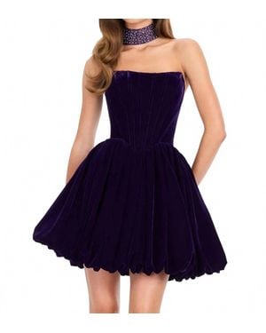 Ashley Lauren Strapless Velvet Cocktail Dress - Blue