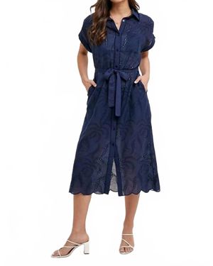 Bluivy Brandi Boho Eyelet Dress - Blue