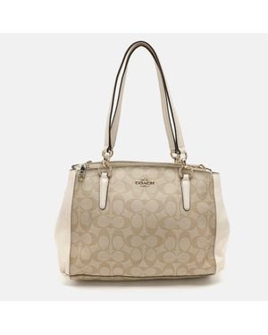COACH Off Signature Coated Canvas And Leather Christie Carryall Satchel - Natural
