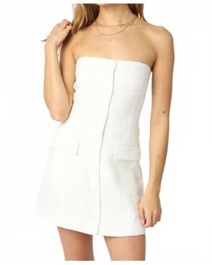 Olivaceous Giselle Linen Mini Dress - White