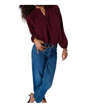Nation Ltd Maya V-Neck Top - Red