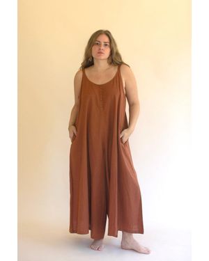 KALALOU Ajustable Strap Flowy Sweater With Button Detail - Brown