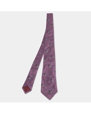 BOSS Vintage Care And Palm Tree Jacquard Silk Tie - Purple