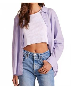Bobi Long Sleeve Button Collared Shirt - Purple