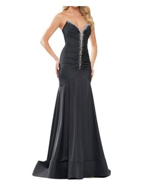 Colors Dress Strapless V-Neckline Floor-Length Dress - Black