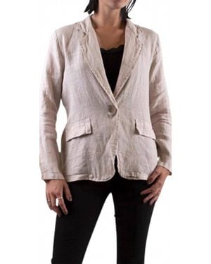 Gigi Moda Sabrina Linen Long Sleeve Blazer - Pink
