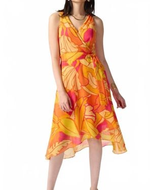 Joseph Ribkoff Tropical Print Fit And Flare Dress - Orange