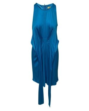 Issa London Silk Drape Belt Dress - Blue