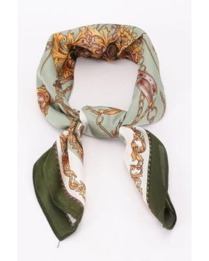 TRUEDAMES Artistic Multi Print Bandana With Refined Motifs - Green