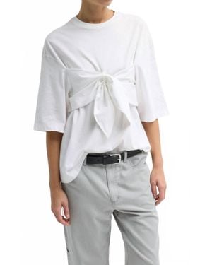Tibi Tshirt Program Tie Front Tee - Gray