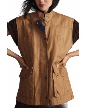 Pilcro Waxed Bard Utility Vest - Brown
