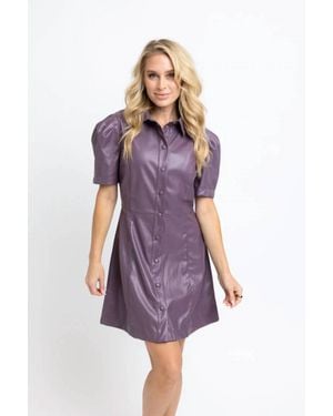 Karlie Leather Button Dress - Purple