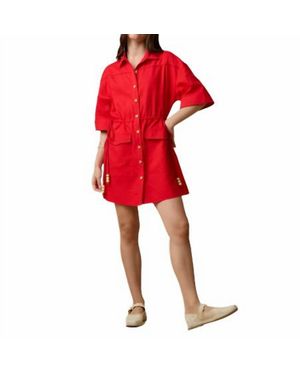 Aylaya Venice Button Front Dress - Red