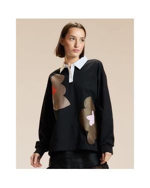 Cynthia Rowley Printed Cotton Rugby Shirt - Black