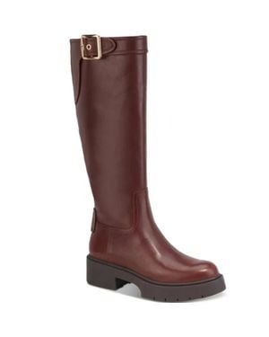 COACH Lilli Cd153-200 Boots Walnut Leather Round Toe Lion688 - Brown