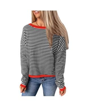 Lovesoft Striped Drop Shoulder Sweater - Black