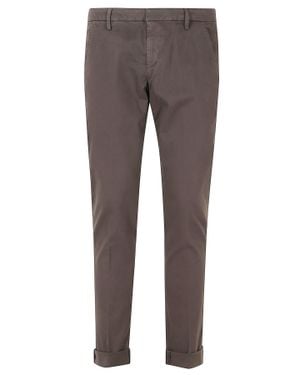 Dondup Marrone Gaubert Gabardine Straight-Leg Pants - Gray