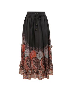 Zimmermann Maxi Silk Skirt With Gathered Waistband - Brown