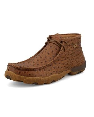 Twisted X Allover Ostrich Print Driving Moc Shoes - Brown