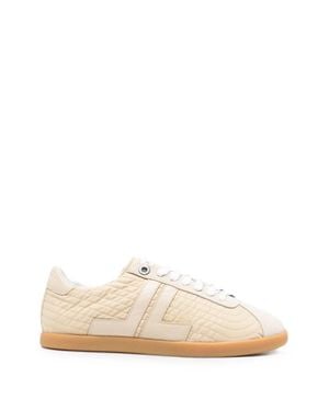 Lanvin Ecru Quilted Sneakers With Logo Detail - White
