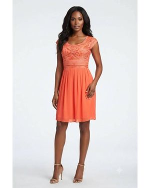 Sue Wong Soutache Embroidered Pleated A-Line Dress