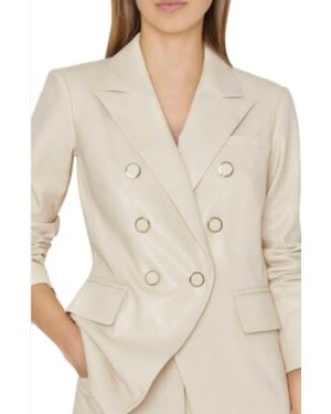 MILLY Inez Vegan Leather Blazer - Natural