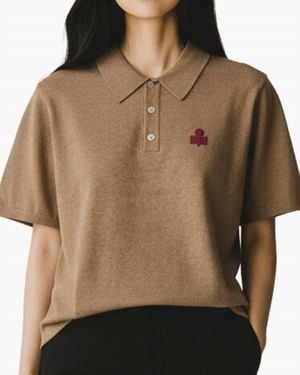 Isabel Marant Althea Knit Polo Sweater - Brown