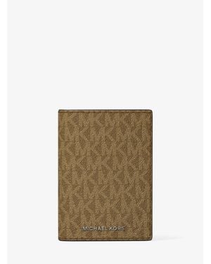 Michael Kors Hudson Signature Logo Folio Card Case - Natural